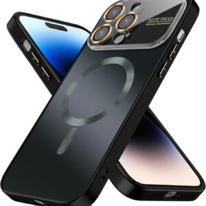 Magnetic iPhone 15 Pro Max Case with Transparent Plating and Large Window - Silicone Protective Cover